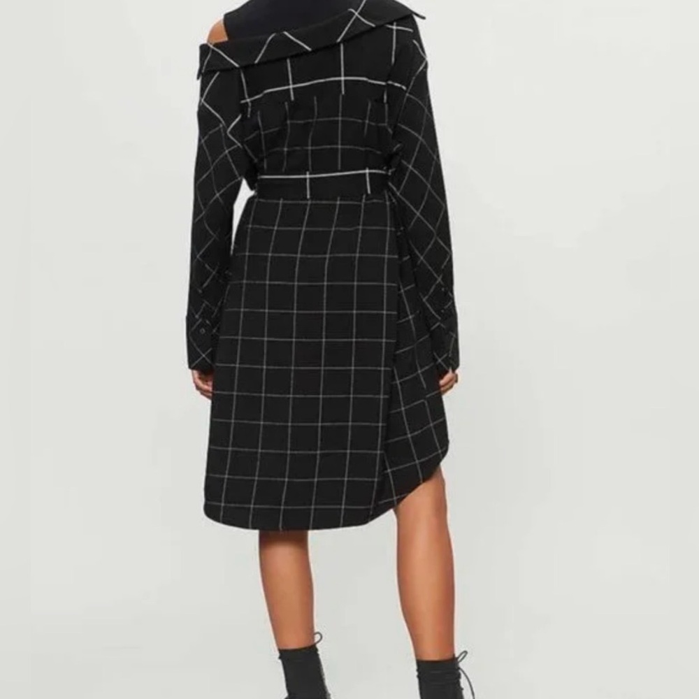 MAJE Razak Women's Small Long Sleeve Asymmetric Plaid Belted Shirt Dress Mini - Picture 8 of 10